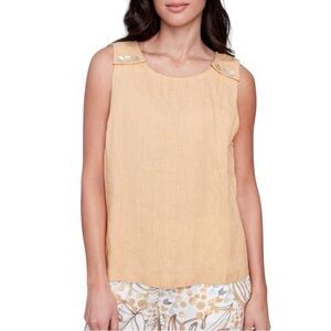 Charlie B Sleeveless Linen Top with Button Detail size XL excellent condition